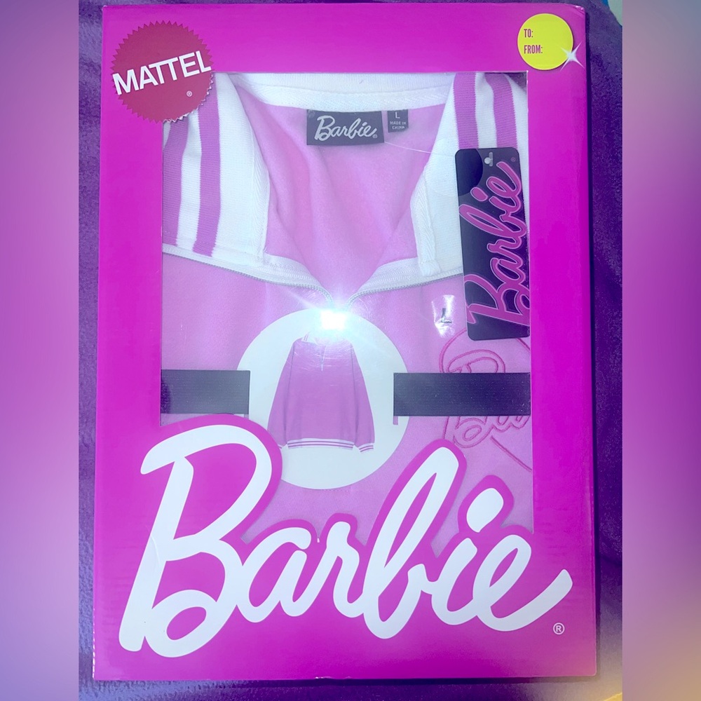 Mattel Barbie Pink Women's Quarter Zip Sweater